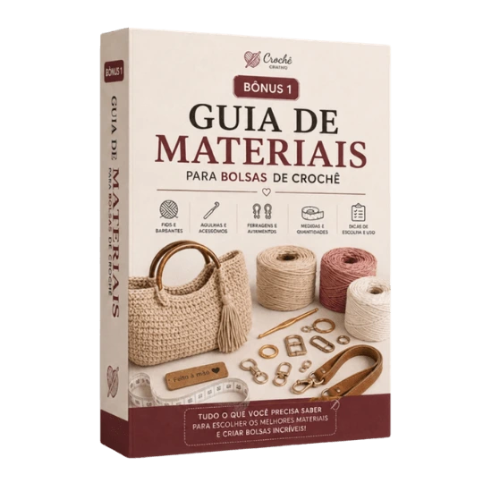 Mockup Guia de Materiais Para Bolsas de Crochê