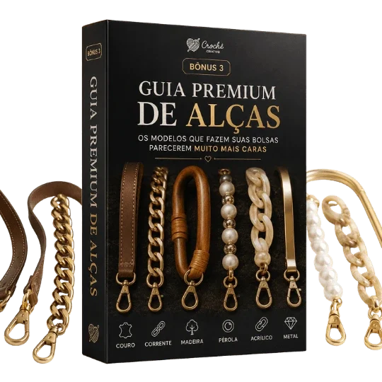 Mockup premium Guia de Alças para bolsas de crochê
